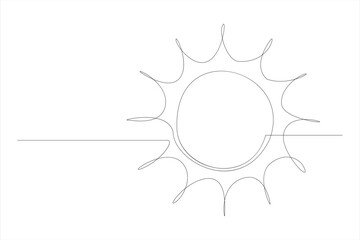 Continuous one line drawing sun art Summer sun contour line sign line art illustration