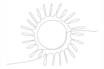 Continuous one line drawing sun art Summer sun contour line sign line art illustration