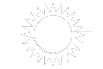 Continuous one line drawing sun art Summer sun contour line sign line art illustration