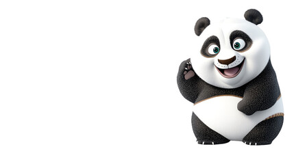 Fototapeta premium A cheerful cartoon panda character waving and smiling, perfect for children's illustrations and joyful designs.