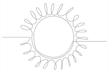 Continuous one line drawing sun art Summer sun contour line sign line art illustration