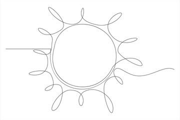 Continuous one line drawing sun art Summer sun contour line sign line art illustration
