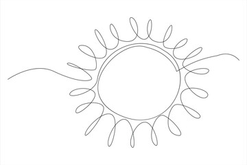 Continuous one line drawing sun art Summer sun contour line sign line art illustration