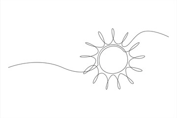 Continuous one line drawing sun art Summer sun contour line sign line art illustration