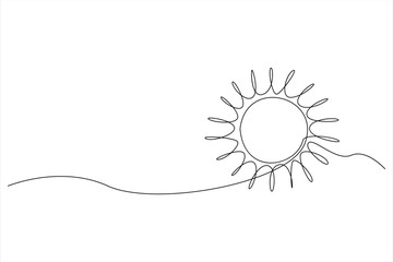 Continuous one line drawing sun art Summer sun contour line sign line art illustration