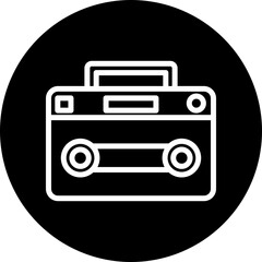 Tape recorder Vector Line White Circle Black