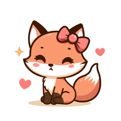 Cute red fox vector illustration
