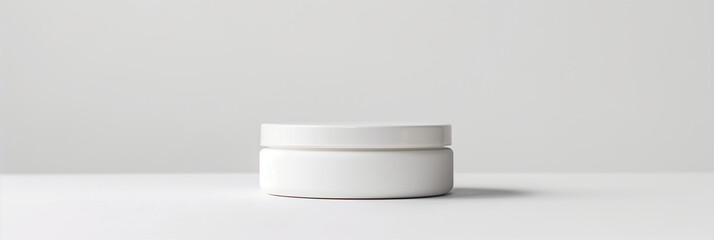 Minimalist White Cream Jar on Plain Background