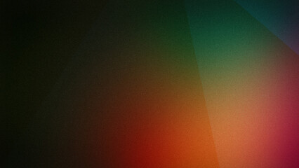 Abstract multi-colored gradient background with grainy texture and geometric shapes. Ideal for 4K wallpapers, banners, and digital backdrops, featuring green, red, and teal hues