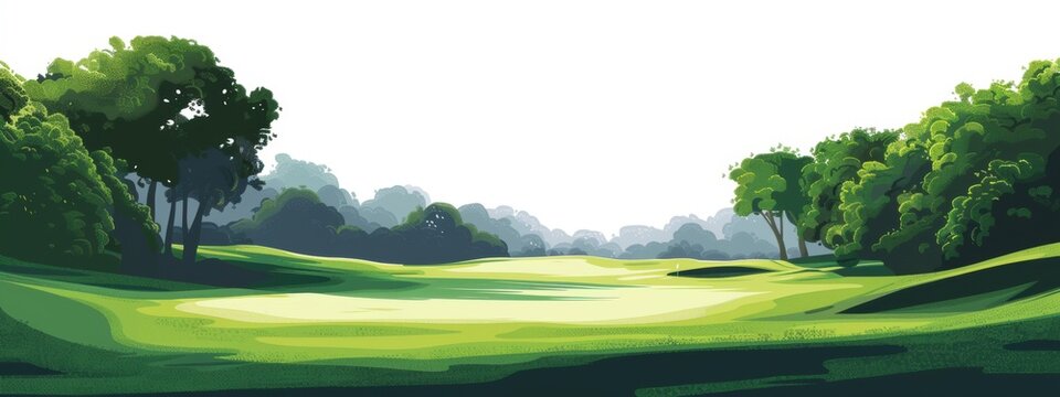 Minimal golf course background, greenside, abstract.