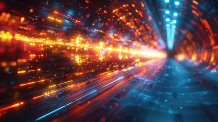 Abstract Digital Tunnel of Light and Speed