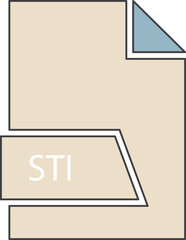 STI File format icon in shapes 2 colors and side contour