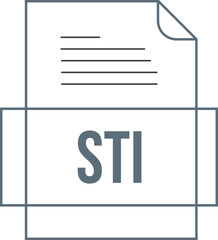 STI File icon crisp thick outline sharp corners