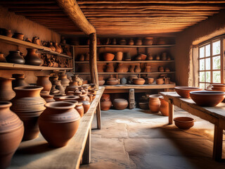 Fototapeta premium clay pots in the workshop
