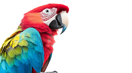 Fototapeta premium Vibrant parrot with colorful feathers, showcasing shades of red, blue, and green. Perfect for nature and wildlife themes.