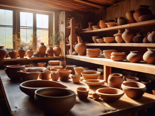 clay pots in the workshop