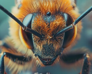 Close up Macro Shot of a Bee s Intricate Antennae Showcasing its Natural Function and Industrious Design