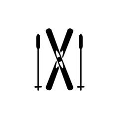 snow skiing skis and poles icon isolated on white background