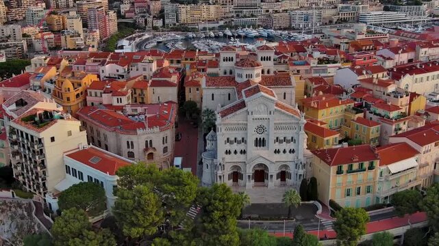 Aerial view of the Monaco on the Mediterranean Sea, Monte Carlo Europe landscape