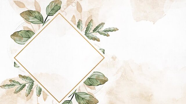 Floral frame animation with text placeholder or copy space. Botanical flower foliage background.. framework for invitation or congratulation