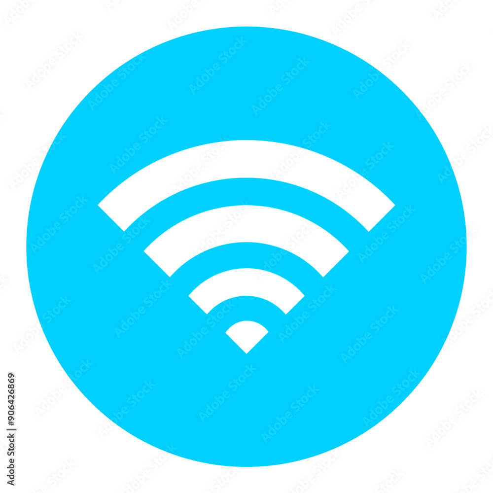 Aufkleber blue wifi button icon with simple and modern design