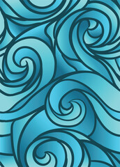 blue seawaves pattern in blue bold line. abstract repeatable seamless pattern vector illustration