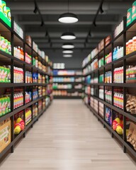 Obraz premium Discounted prices, retail store environment, 3D Style design illustration