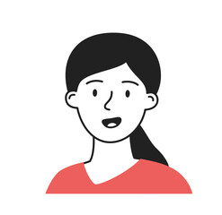 Minimalist social media avatar. Cute young girl. Picture for social networks and messenger. Profile at website. Happy woman. Linear vector illustration