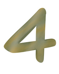 Fototapeta premium Large painted number four in earthy tones on a white background