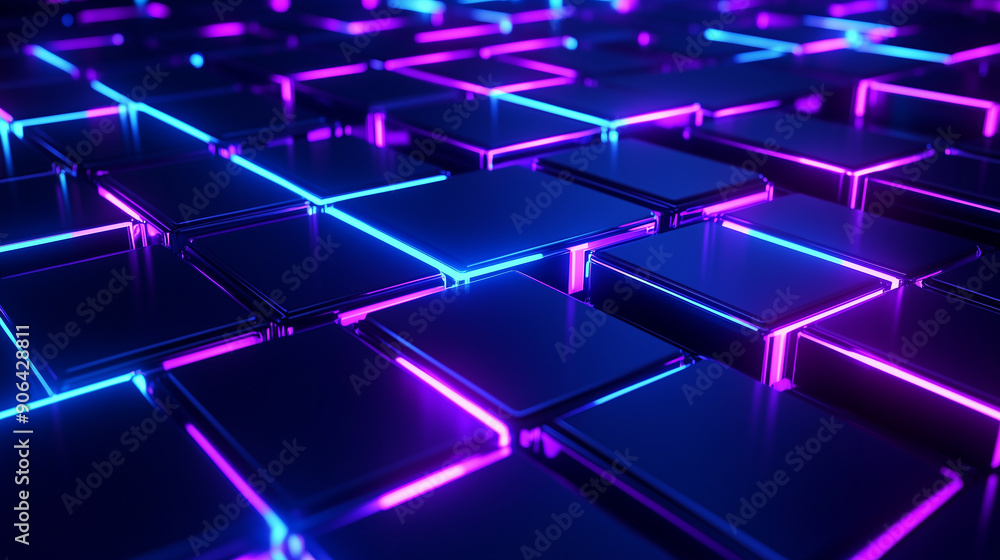 Poster a colorful, neon background with squares of different colors. the squares are arranged in a grid, wi