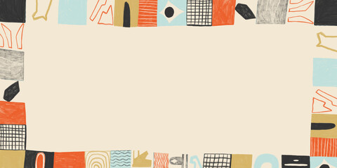 Modern abstract pencil texture patchwork illustration