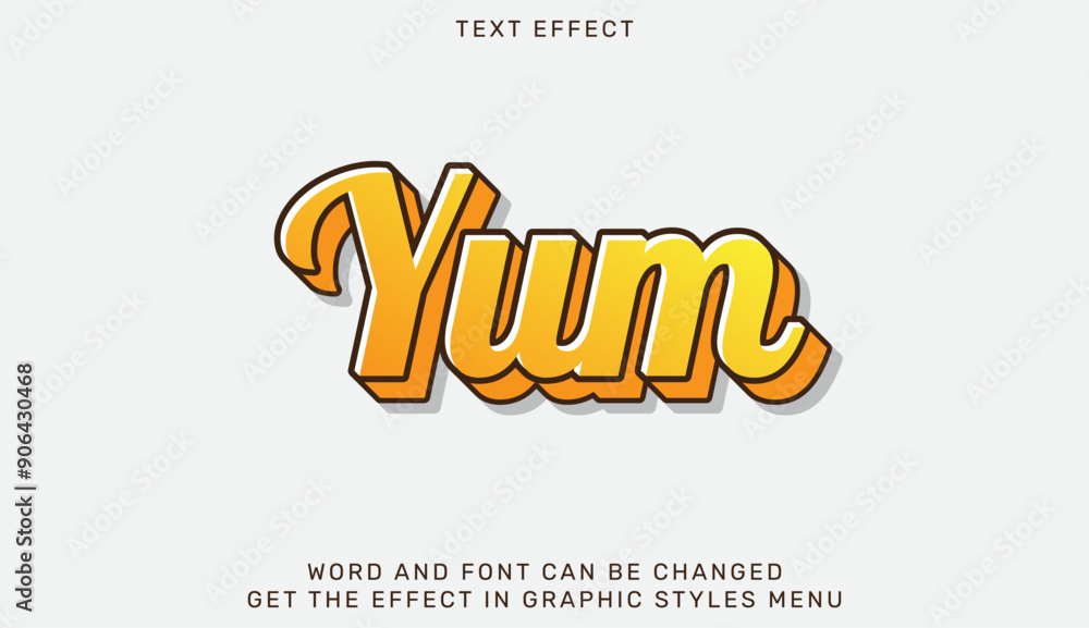Poster yum text effect template in 3d design