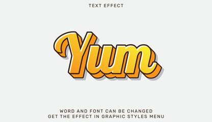 Yum text effect template in 3d design