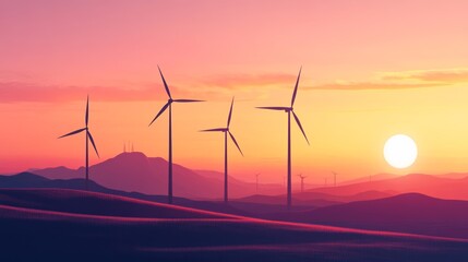 Renewable energies, flat design, minimal