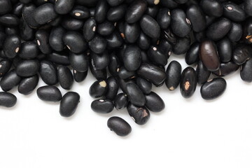 black bean seeds isolated on white background 