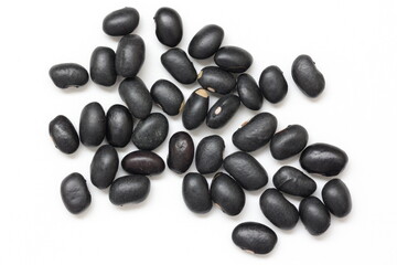 Black beans isolated on white background 