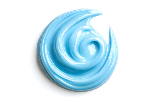 Striped blue and white toothpaste gel swirl isolated on white background