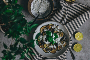 table flat lay summer food