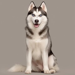 Obraz premium Siberian Husky Sitting and Smiling