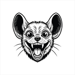 front crazy face of mouse head black vector