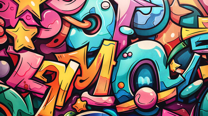  colourful UHD wallpaper.Abstract Colorful Graffiti Pattern.Generative AI	