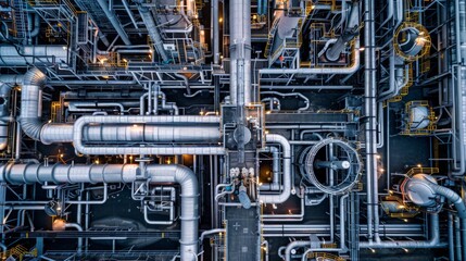 Aerial view to Oil refineries and chemical plants in industrial areas