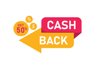 Cashback icon in flat style. Money back label vector illustration on isolated background. Cash back poster sign business concept.