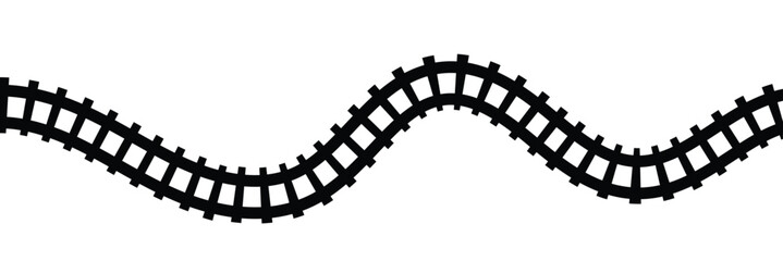 Railway train track vector route. Rail pattern round circular curve railroad path icon . Vector Illustration.