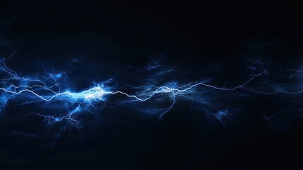 Electric Blue Lightning Bolts On Black