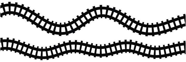 Railway train track vector route. Rail pattern round circular curve railroad path icon . Vector Illustration.