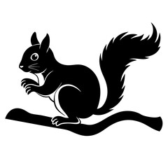 Squirrel on a branch vector silhouette 