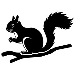 Squirrel on a branch vector silhouette 