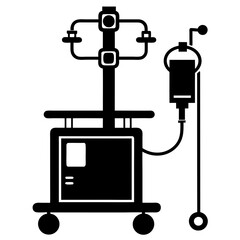 Vector silhouette  of Anesthetic machine white  background