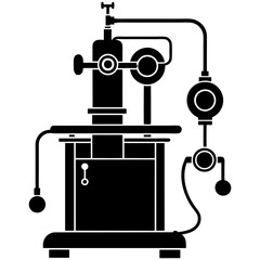 Vector silhouette  of Anesthetic machine white  background